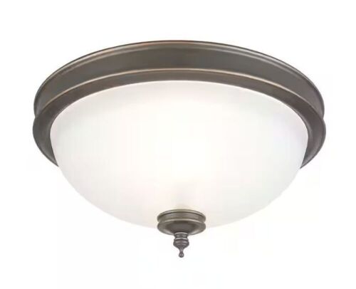 Lot of (18) Hampton Bay Eastpoint 13 in. 2-Light Oil Rubbed Bronze Flush Mount with Frosted Glass Shade - Lot 45