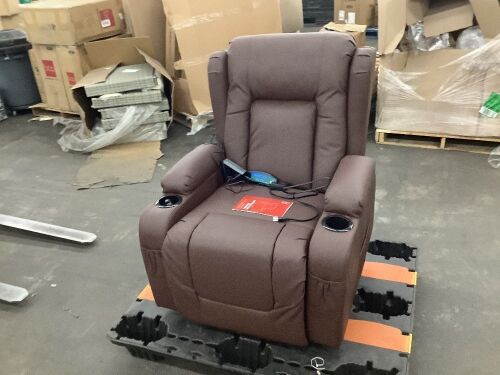 Electric Power Lift Recliner Massage Chair w/ Heat, USB Port, Cupholders - Lot 38