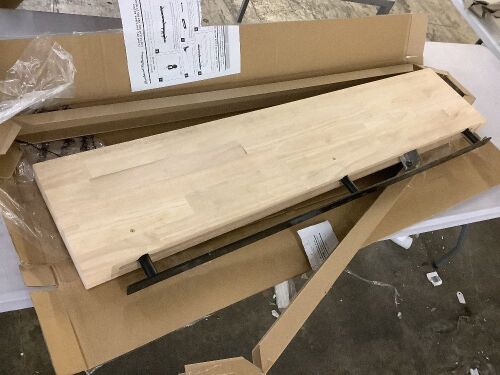 HARDWOOD REFLECTIONS 10 in. W x 48 in. D Unfinished Hevea Floating Decorative Wall Shelf - Lot 1032