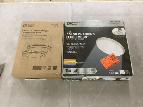 Lot of (2) Commercial Electric LED Color Changing Flush Mount Lights - Lot 1135