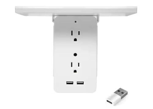 6-Outlet Cordless Wall Extender with 2-USB Ports and 1-USBC Adapter - Lot 1141