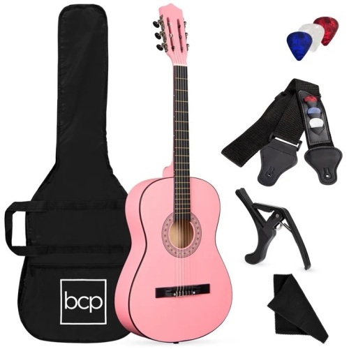 Beginner Acoustic Guitar Set w/ Case, Strap, Strings - 38in - Lot 7219