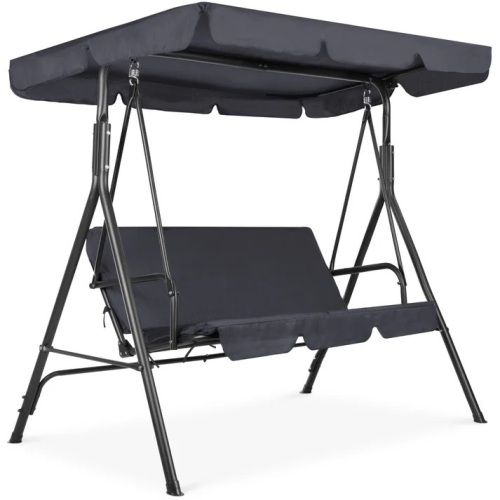 2-Person Outdoor Canopy Swing Glider Furniture w/ Cushions, Steel Frame - Lot 7226