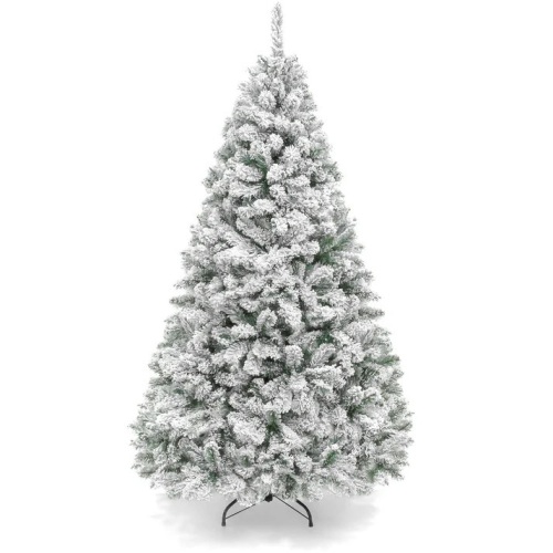 Snow Flocked Artificial Pine Christmas Tree w/ Foldable Metal Base 6ft - Lot 7301