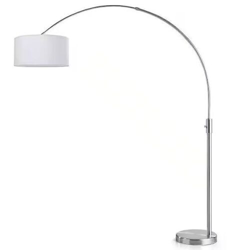 HomeGlam Orbita 82 in. Brushed Nickel Finish Dimmable Retractable Arch Floor Lamp - No Lamp Shade - Lot 94
