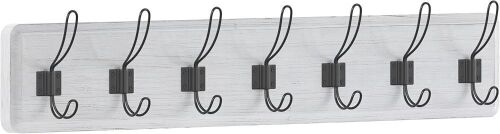  Flash Furniture Daly Wall Mounted Solid Pine Wood Storage Rack with 7 Hanging Hooks - Lot 161