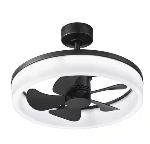 Home Decorators Collection Dialstone 23 in. Indoor/Outdoor Matte Black Fandelier Ceiling Fan with Adjustable White LED with Remote Included - Lot 166