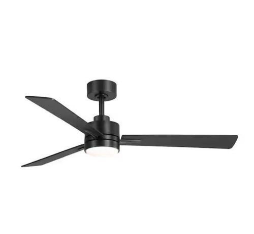 Breezary Valentine 52 in. Indoor Integrated LED Black Ceiling Fan with Light, Black Propeller Blades and Remote Control - Lot 173