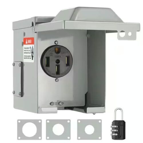 VEVOR RV Power Outlet Box Indoor/Outdoor 50 Amp 125-Volt/250-Volt Receptacle Panel NEMA 14-50R Single Outlet - Lot 261