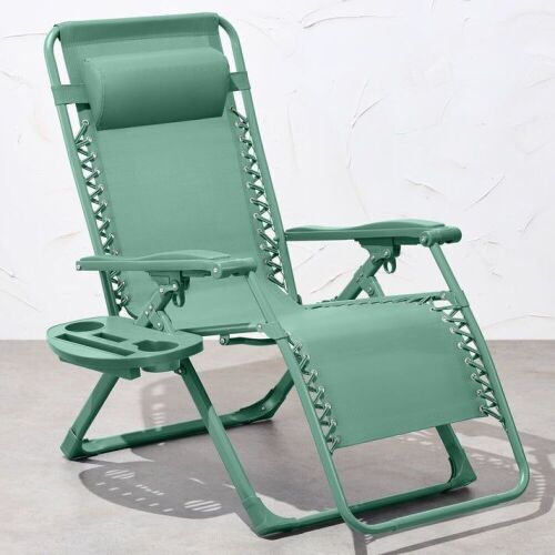 Monochromatic Zero Gravity Patio Chair Recliner w/ Side Tray, Headrest - Lot 286
