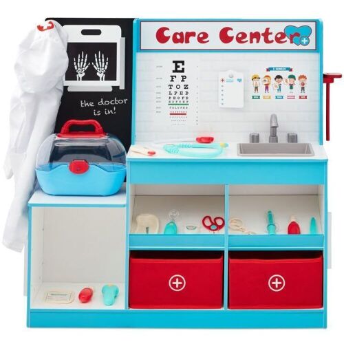 Pretend Play Doctor's Office, Kids Wooden Toy Set w/ Accessories Included - Lot 599