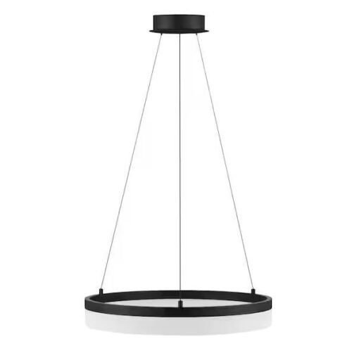 Home Decorators Collection Kipling 35-Watt Black Modern Integrated LED Pendant Light with Frosted Acrylic Shade - Lot 268
