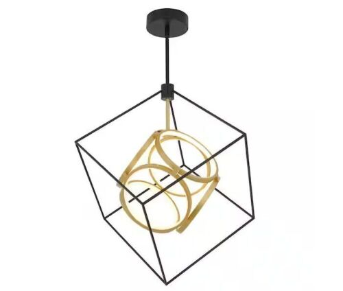 Artika Luxury 29-Watt 1 Light Black and Gold Modern Industrial Integrated LED Pendant Light Fixture - Lot 141