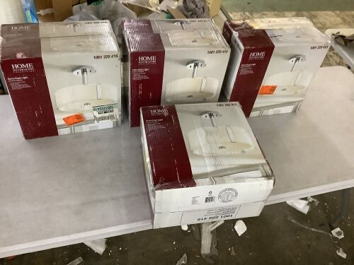 Lot of (4) Home Decorators Collection Bourland 14 in. 3-Light Polished Chrome Semi-Flush Mount Ceiling Light Fixture with White and Clear Glass Double Shade - Lot 143