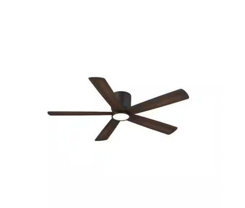 Home Decorators Collection Britton 52 in. Integrated LED Indoor Matte Black Ceiling Fan with Light Kit and Remote Control - Lot 144
