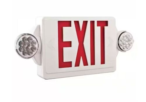 Lithonia Lighting Contractor Select LHQM Series 120/277-Volt Integrated LED White and Red Exit Emergency Combo W/9.6V BTRY - Lot 273
