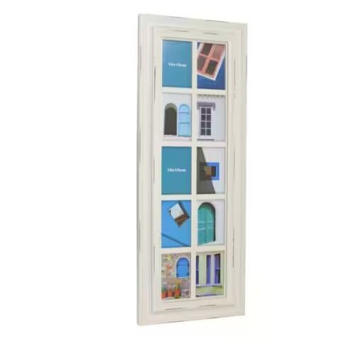 Northlight 35 in. Distressed Eggshell White Photo Picture Frame Collage Wall Decoration & Cabinet Panel - Lot 571