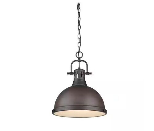 Golden Lighting Duncan 1-Light Rubbed Bronze Pendant with Chain - Lot 131