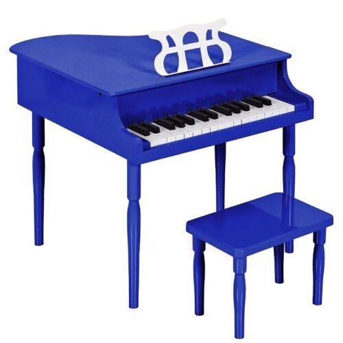 Kids Mini Wooden Grand Piano w/ Lid, Bench, Music Rack, Song Book, Stickers - Lot 640