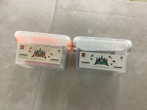 Lot of (2) 32-Piece Kids Magnetic Tiles Set, Educational Building STEM Toy w/ Case  - Lot 848