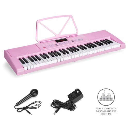 61-Key Portable Electronic Keyboard Piano w/LED Screen, Record & Playback Function, Microphone, Headphone Jack - Lot 432
