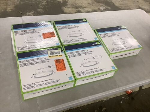 Lot of (5) Leviton 8 in. Adjustable CCT Canless Retrofit Shallow Ceiling IC Rated Remodel/New Construction Baffled Recessed Light Kit - Lot 718