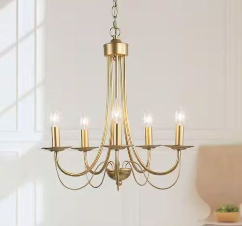 LNC Modern 18.5 in. Matte Gold Chandelier 5-Light Empire Candlestick Pendant Light - Lot 802
