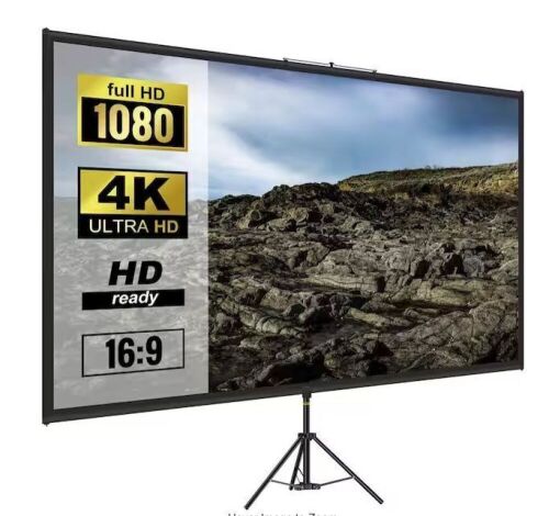 VEVOR 60 in. 16:9 4K Tripod Projection Screen Wrinkle-Free Height Adjustable Movie Screen - Lot 810