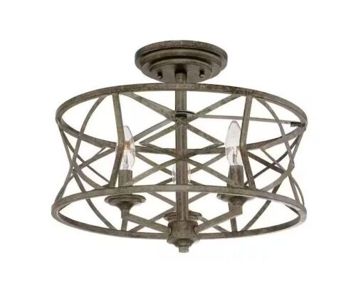 Millennium Lighting 3-Light Antique Silver Semi-Flush Mount Light - Lot 133