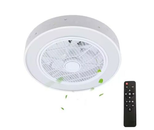 21.6 in. Integrated LED Indoor White Constellation Style Smart Enclosed Ceiling Fan with Remote - Lot 134
