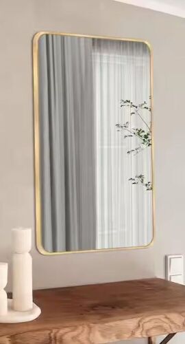 LuxHomez 24 in. W x 36 in. H Gold Rectangle Wall Mirror Aluminum Alloy Frame  - Lot 139