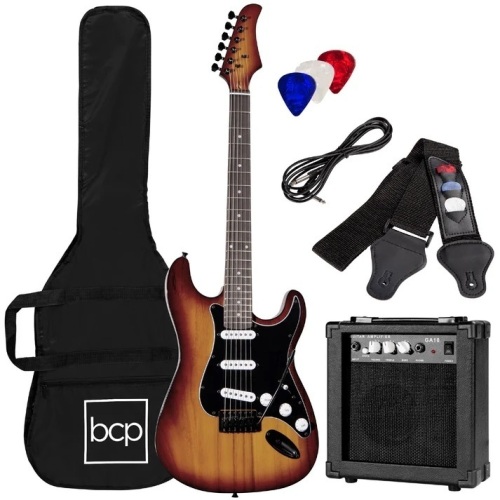 Beginner Electric Guitar Kit w/ Case, 10W Amp, Tremolo Bar - 39in - Lot 7593