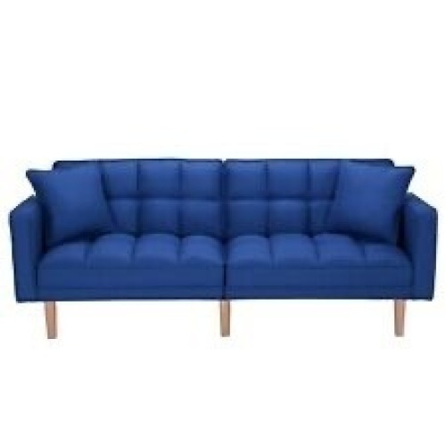 Convertible Linen Upholstered Split Back Futon  - Lot 77