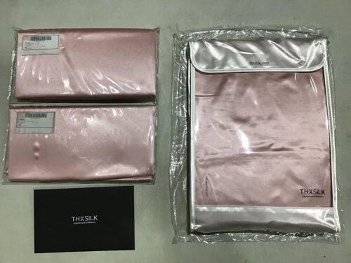 THXSILK Charming Pink Queen Size Fitted Sheet & 2 Pillow Cases  - Lot 100