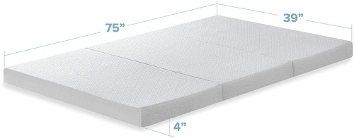 Best Price Mattress 4 Inch Trifold Memory Foam Mattress Topper with Cover, Twin  - Lot 123