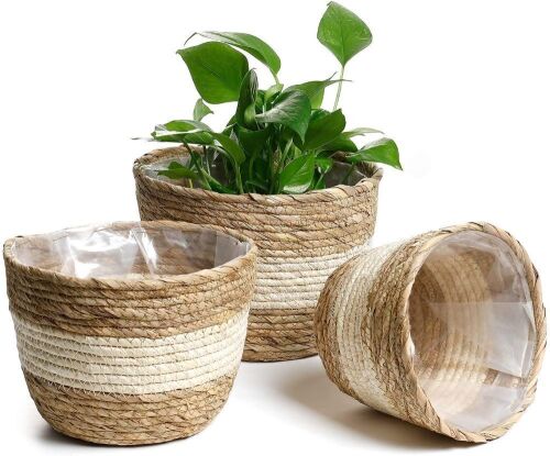 Lot of (6) Handmade Seagrass Planter Baskets, 3 Pack  - Lot 177