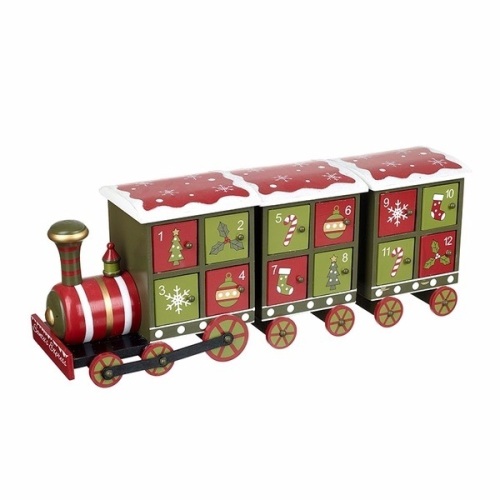 Christmas Wooden Advent Calendar Train  - Lot 203