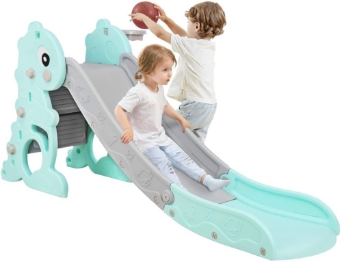 Lazy Buddy 3 in 1 Kids Climber Slide Play Set with Basketball Hoop - Lot 271