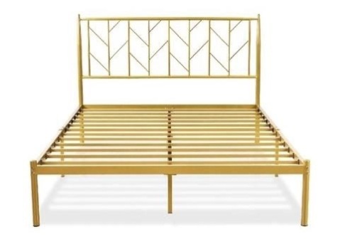 Modern Platform Bed Frame with Vintage Headboard, Queen - Lot 282