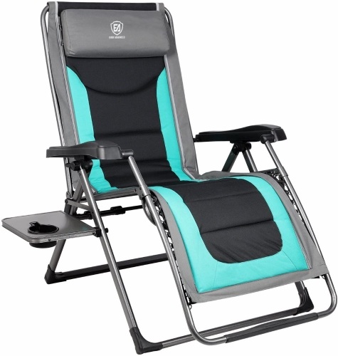 EVER ADVANCED Oversize Zero Gravity Padded Patio Lounger Chair with Adjustable Headrest Support 350lbs   - Lot 292