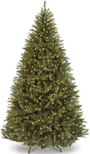 7.5ft Pre-Lit Hinged Artificial Fir Christmas Tree w/ 700 Dual Colored LED Lights, Adjustable White and Multicolored Lights, 7 Sequences, Foot Switch, Stand - Lot 316
