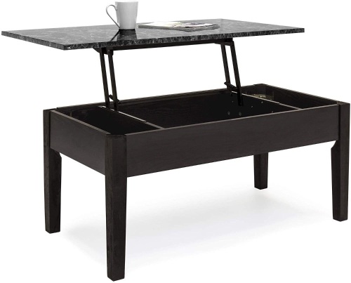 Faux Marble Storage Coffee Table w/Lift Top Mechanism, Wood Veneer Finish   - Lot 377