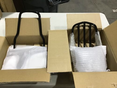 Black Sissy Bar Backrest Luggage Rack for Harley Softail Deluxe - Lot 419