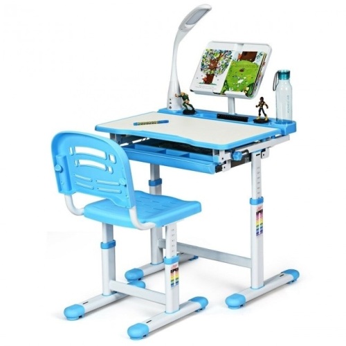 Adjustable Kids Desk Chair Set with Lamp and Bookstand   - Lot 421