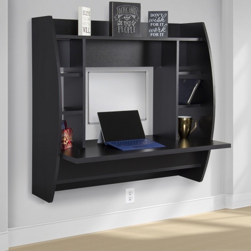 Wall Mount Floating Computer Desk With Storage Shelves   - Lot 465