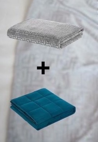 MerryLife 15lb Weighted Blanket with Removable Duvet Cover, Lake Blue/Gray, 60" x 80"  - Lot 474