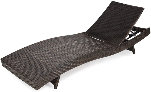 Adjustable Wicker Chaise Lounge Chair with 4 Backrest Settings, Folding Legs, and Stackable Curved Design - Lot 512