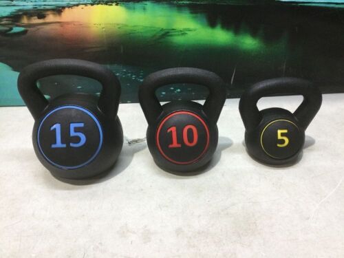 Set of 3 Kettlebells, 15, 10 & 5 lb  - Lot 546