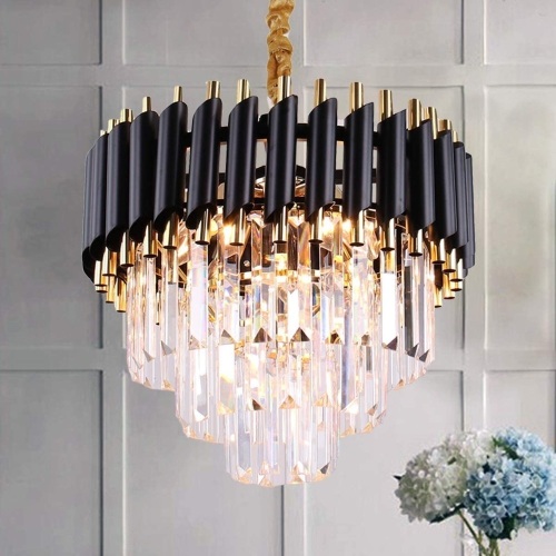 Modern 3 Tiers Raindrop Crystals Pendant Light Fixture Flush Mount Ceiling Lighting - Lot 575