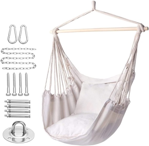 Y-STOP Hammock Chair Hanging Rope Swing, Max 320 Lbs - Lot 585